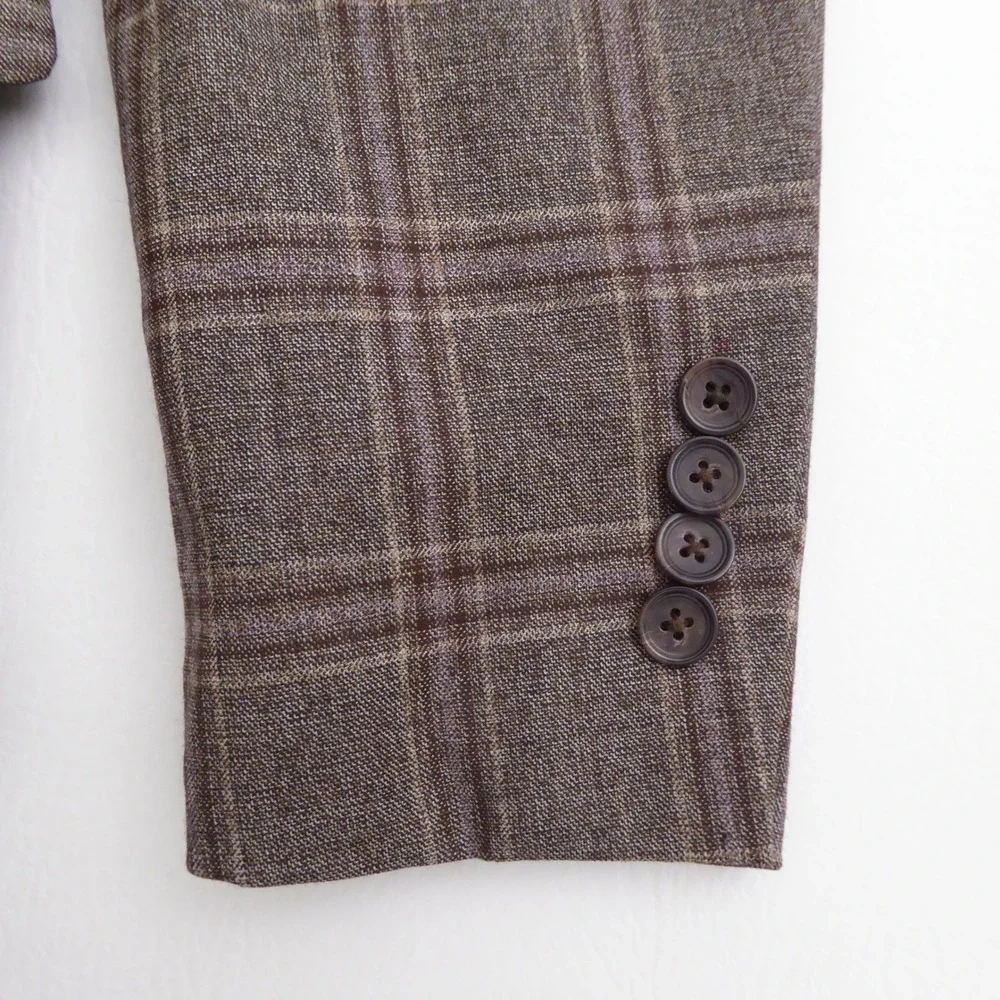 Jos A Bank Mens Jab Suit Jacket Blazer Brown Plaid Wool Reserve 42L Traditional